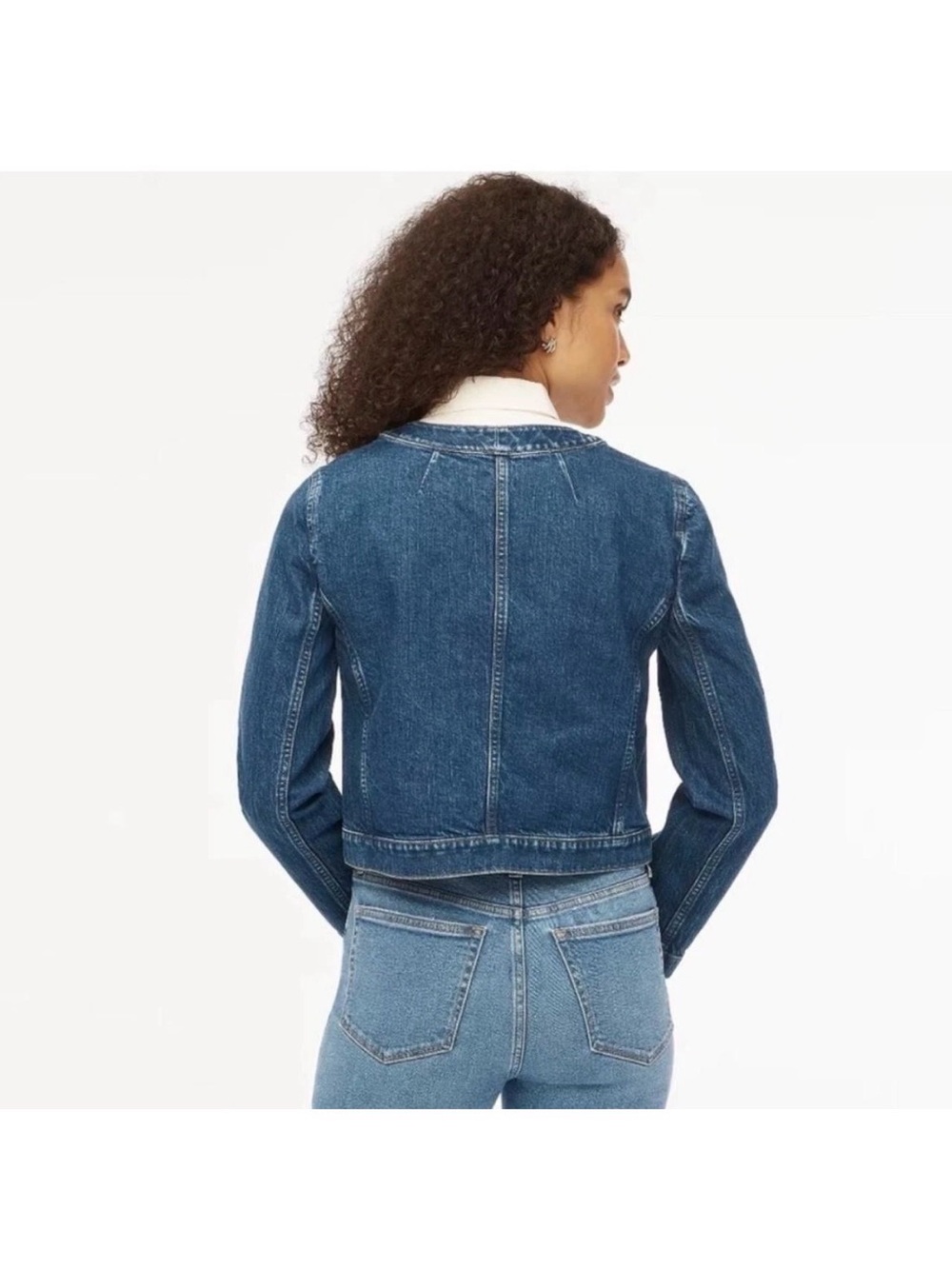 NWT $128 J.Crew Factory Denim Lady Jacket jean gold buttons women sz 6 - Picture 3 of 5